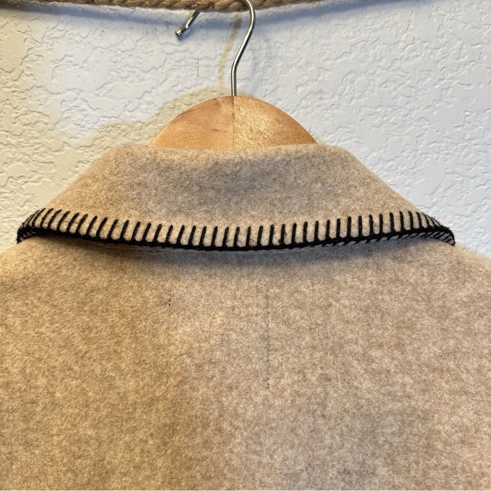 Zara NWT beige tan oversized button front stitched shacket - Picture 15 of 16